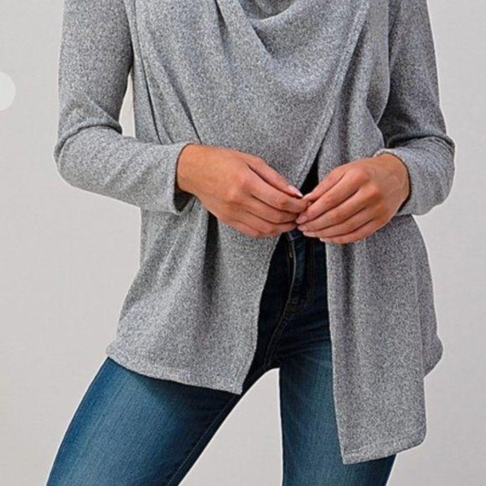 Selena Drape Front Shawl Cardigan S- XL - Picture 2 of 5